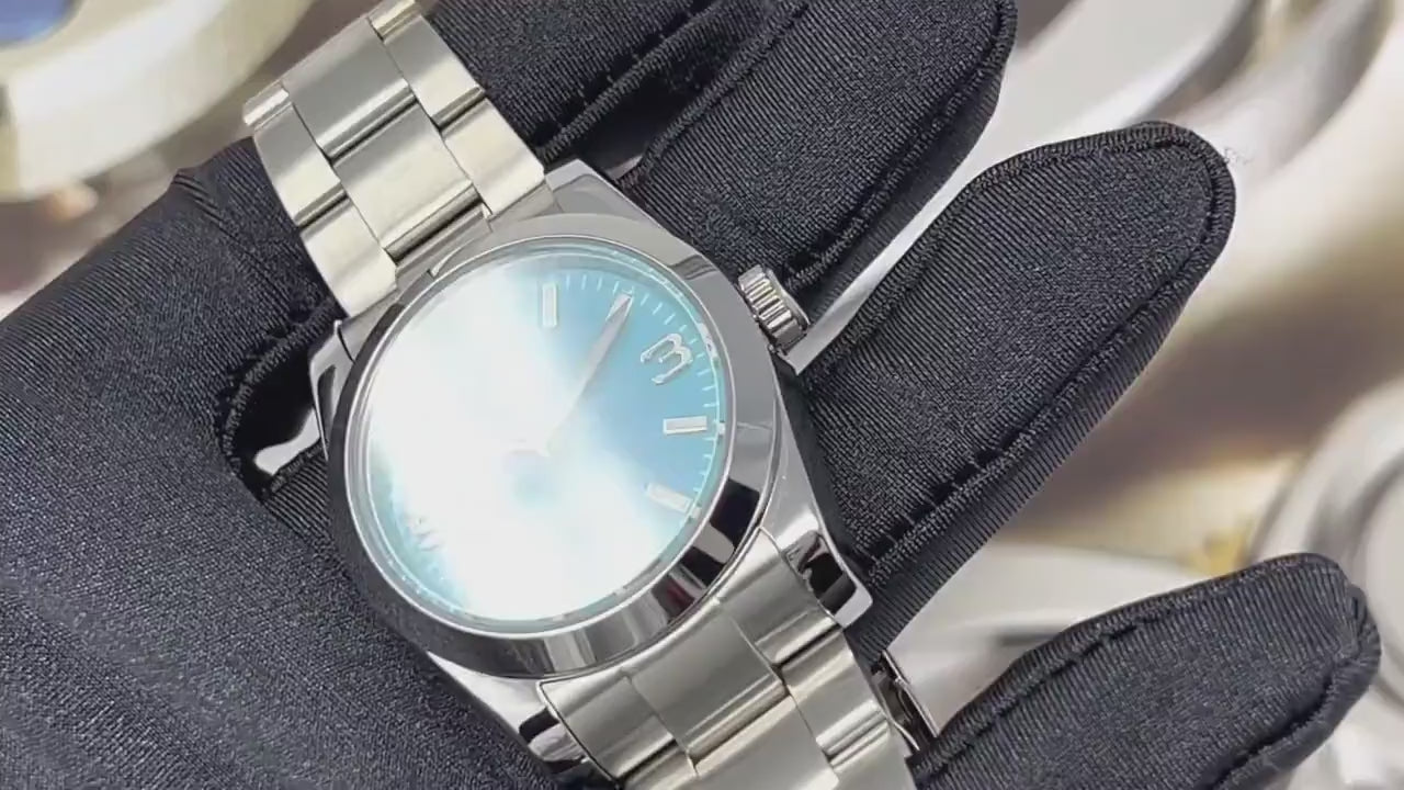 Custom Baby Blue Explorer | Stainless Steel Watch | 36mm | Automatic Watch  | Seiko NH35 Movement | Seiko Mod | Watch Mod | Sky Light Blue