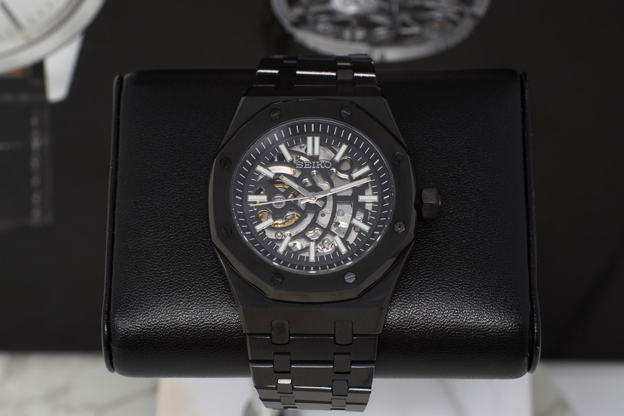 Seikoak Skeleton Watch | Blacked Out See Through Open Heart | Skeleton Watch Movement | Black Wristwatch | Mens Watch | Watch Mod | NH70