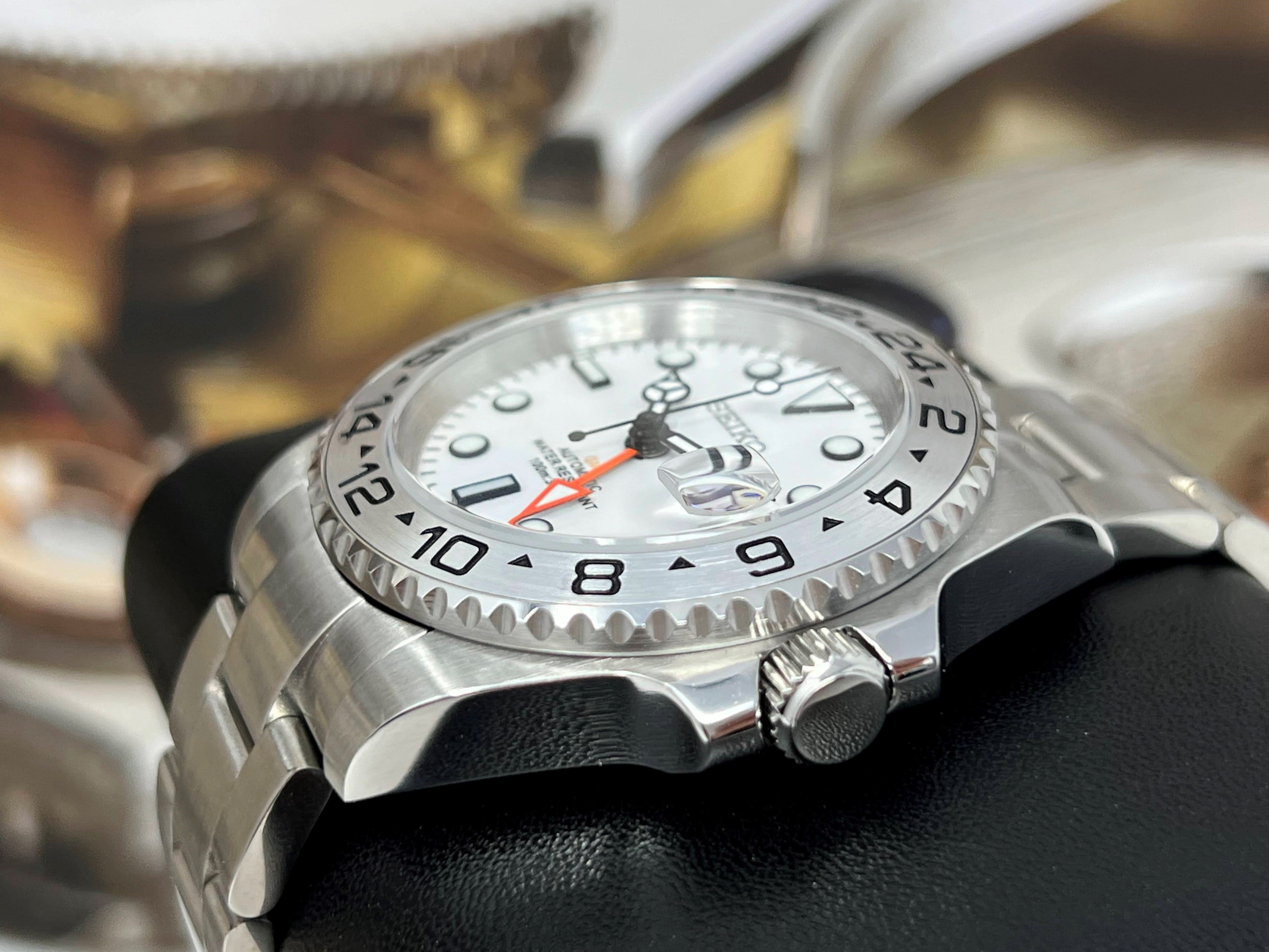 Custom Explorer II Watch | 4 Hand GMT | Polar White 41mm 