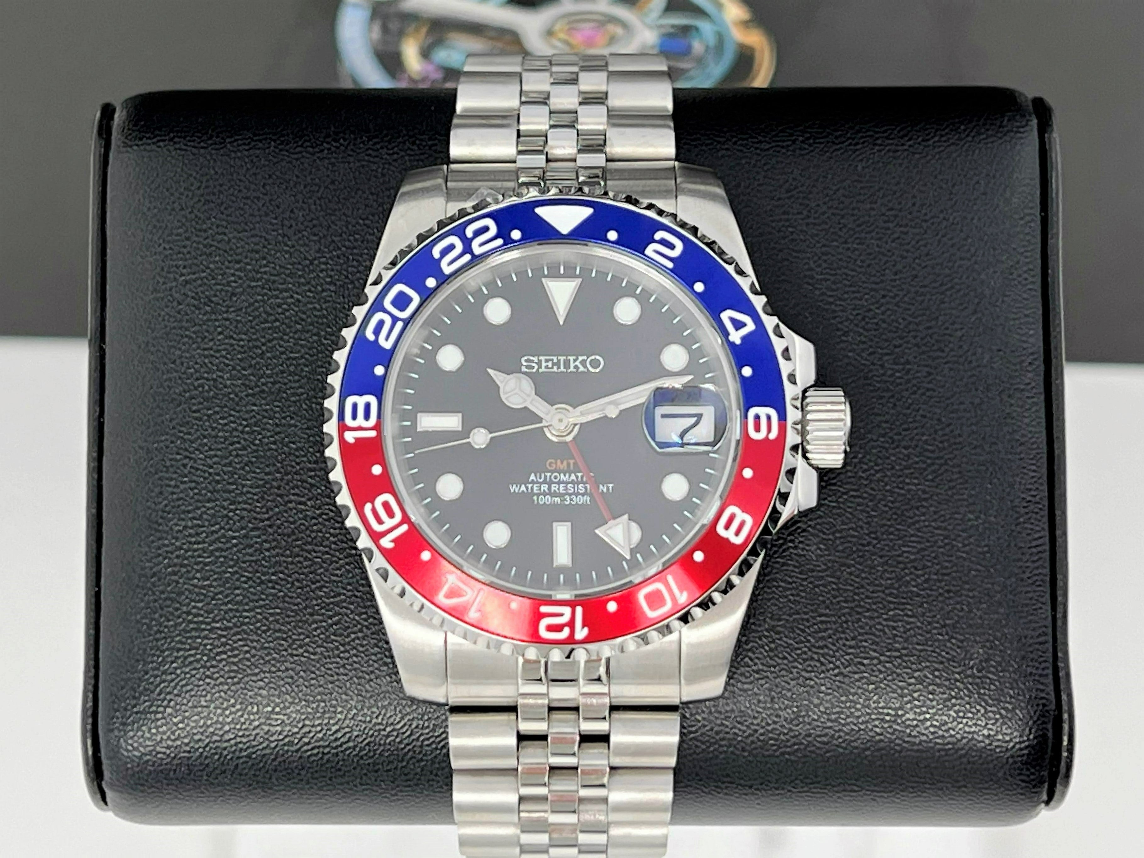 Custom Pepsi 4 Hand GMT 2023 Blue and Red with Seiko NH34 moveme Watches by Andrew