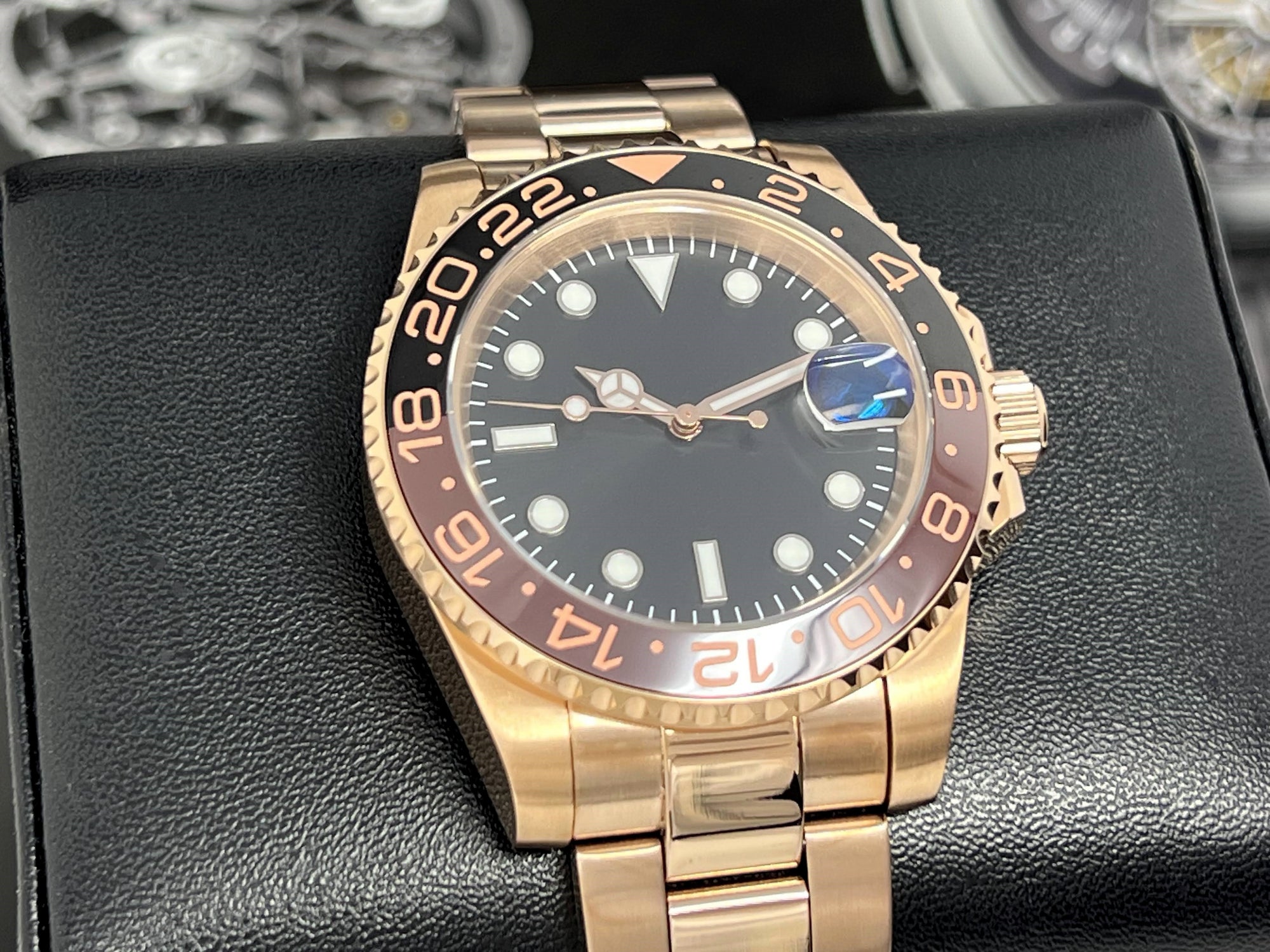 Custom Rootbeer GMT | Stainless Steel Sport Watch | Bronze Watch | Gold Watch | Rose Gold | Seiko Mod | Watch Mod | Mens Women