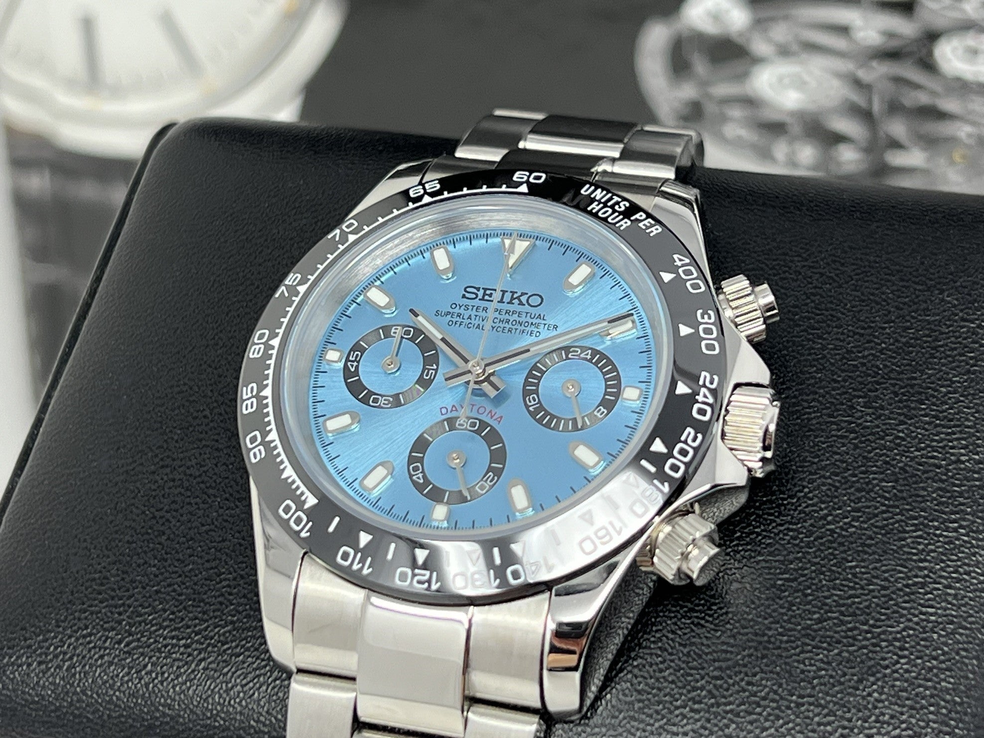 Custom Daytona 40mm - Rare Sky Blue | Stainless Steel | Mecaquartz Watch | Quartz Watch | Seikotona | Seikitona | Seiktona | John Mayer