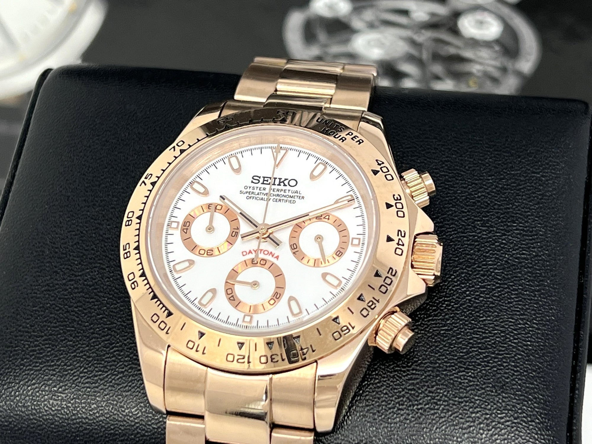 Seiko Rose Gold Daytona - Luxury Chronograph | Chrono | Mecaquartz | Mens | Sport Watch | VK63 Quartz | Automatic | Daytona | Cosmograph