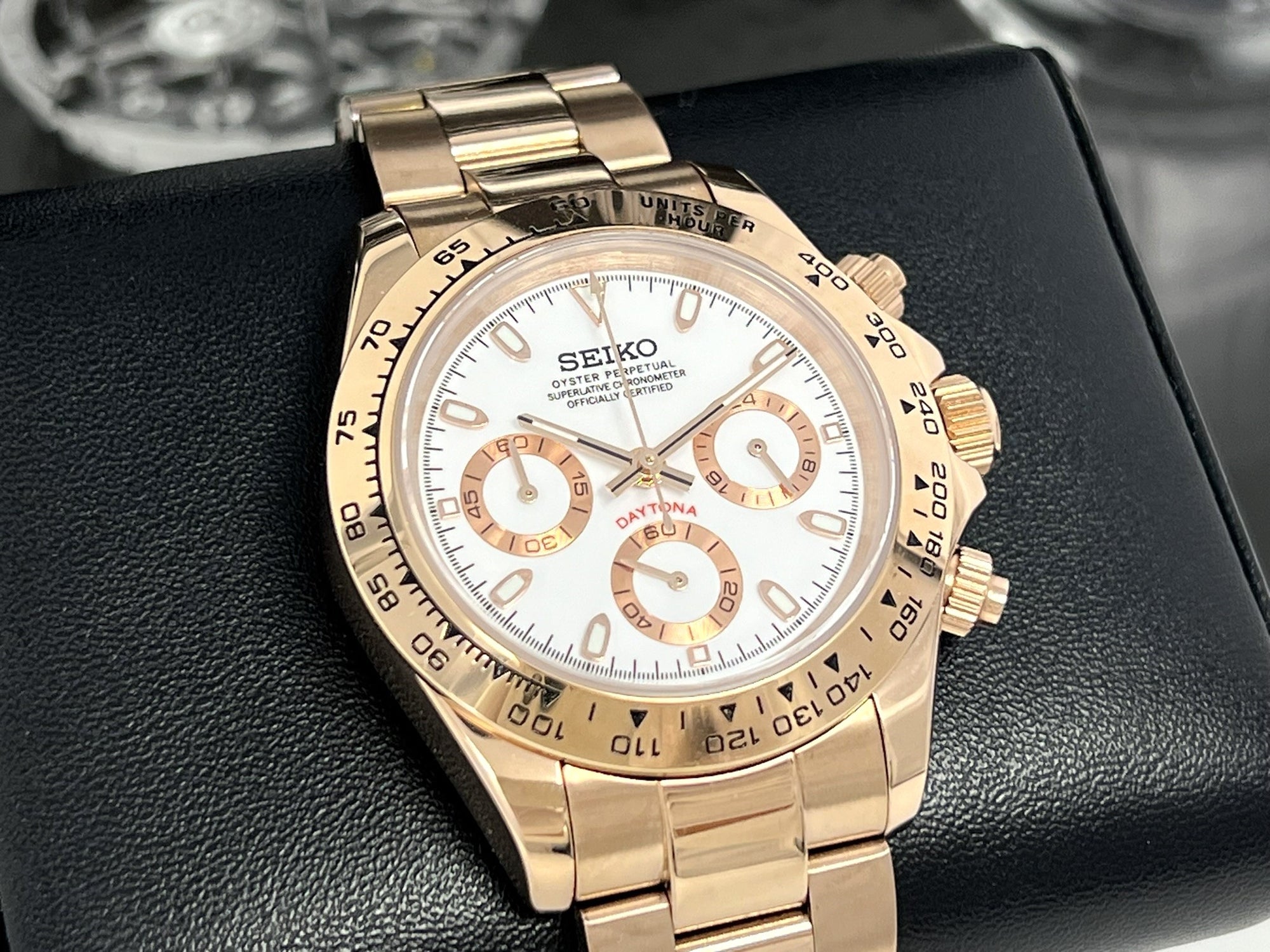 Seiko Rose Gold Daytona - Luxury Chronograph | Chrono | Mecaquartz | Mens | Sport Watch | VK63 Quartz | Automatic | Daytona | Cosmograph