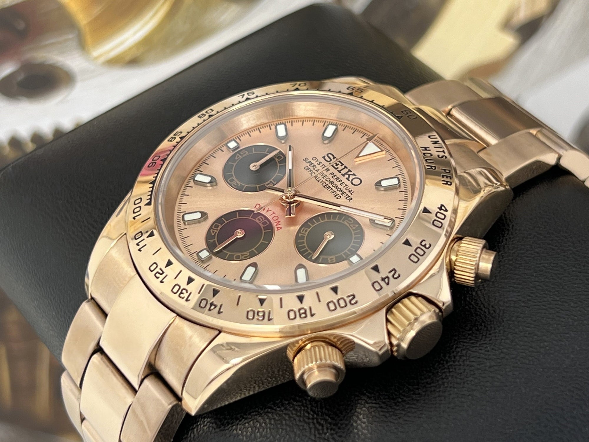 Seiko Rose Gold Daytona - Luxury Chronograph | Chrono | Mecaquartz | Mens | Sport Watch | VK63 Quartz | Automatic | Daytona | Cosmograph