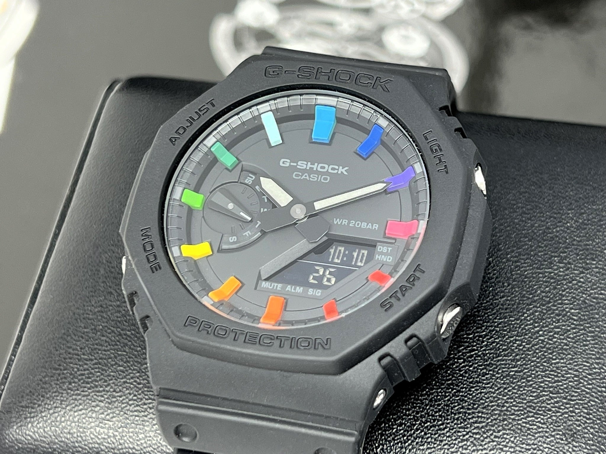 G Shock CasiOak Black Rainbow Mod GA 2100 Colorful Mod Rainbow Watches by Andrew