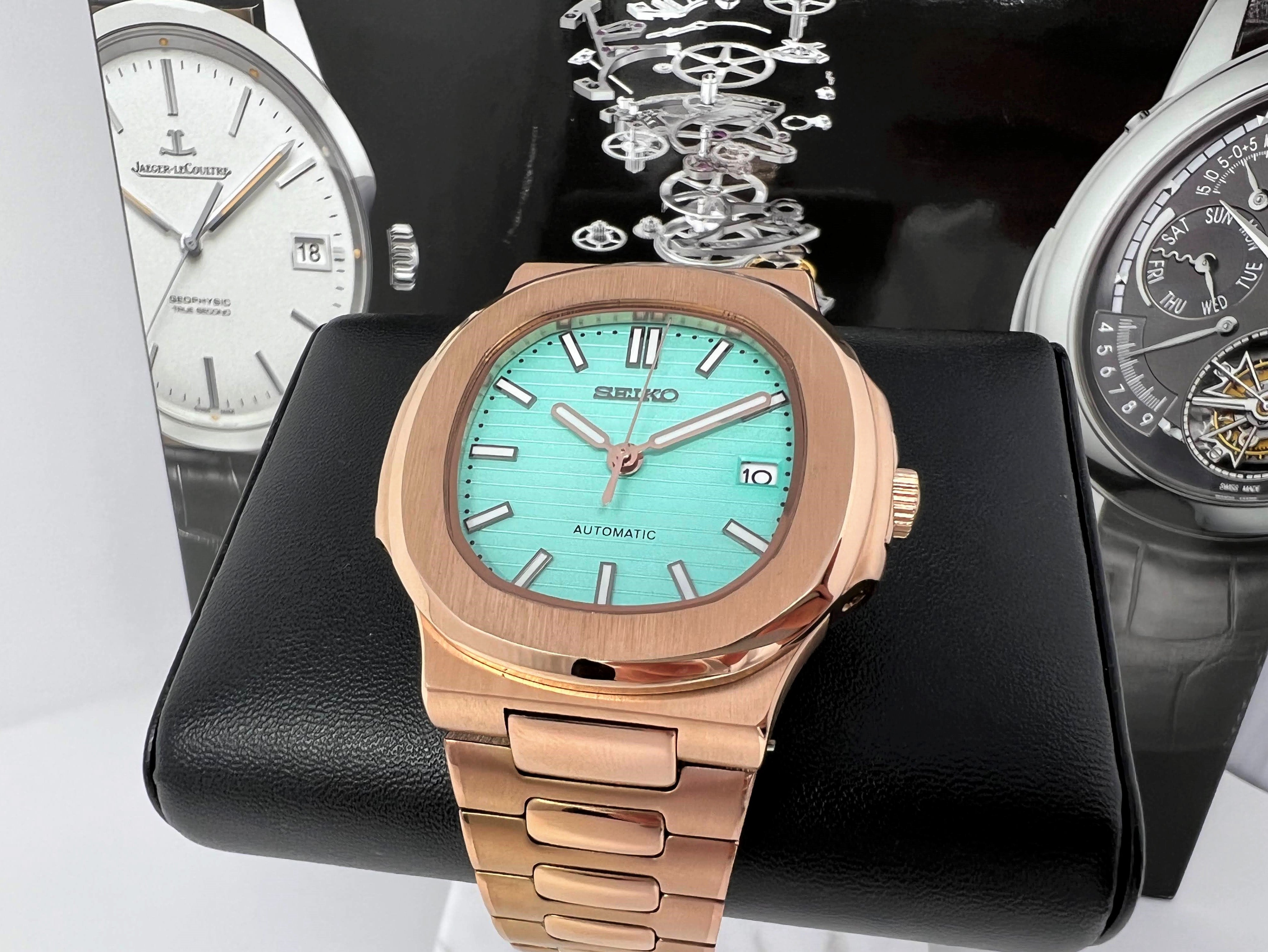 Seikonaut Rare Aqua Blue | Rose Gold | Embossed Dial | Automatic NH35 –  Watches by Andrew