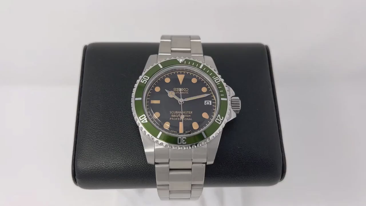 Seiko Lime Green Scuba Master -  Vintage Submariner Style Diver - Beautiful Domed Crystal - Green, Military Milsub - Ready to Ship!