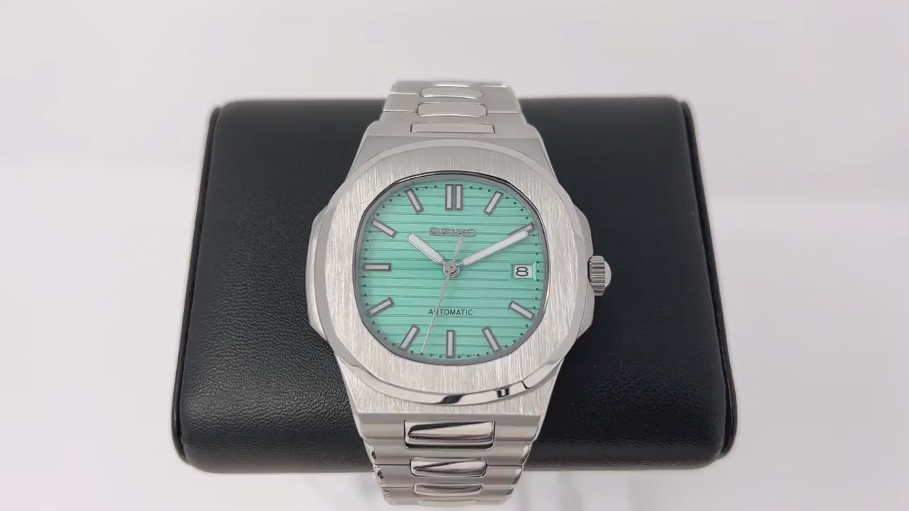 Seiko Nautilus - Rare Aqua Tiffany Blue - Patek Stainless Steel Silver - Embossed Dial