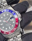 Seiko Pepsi GMT | Watch Mod | Seiko Mod | Stainless Steel Sport Watch | Custom Sapphire Crystal and NH35 Movement | Blue Red | Jubilee Strap