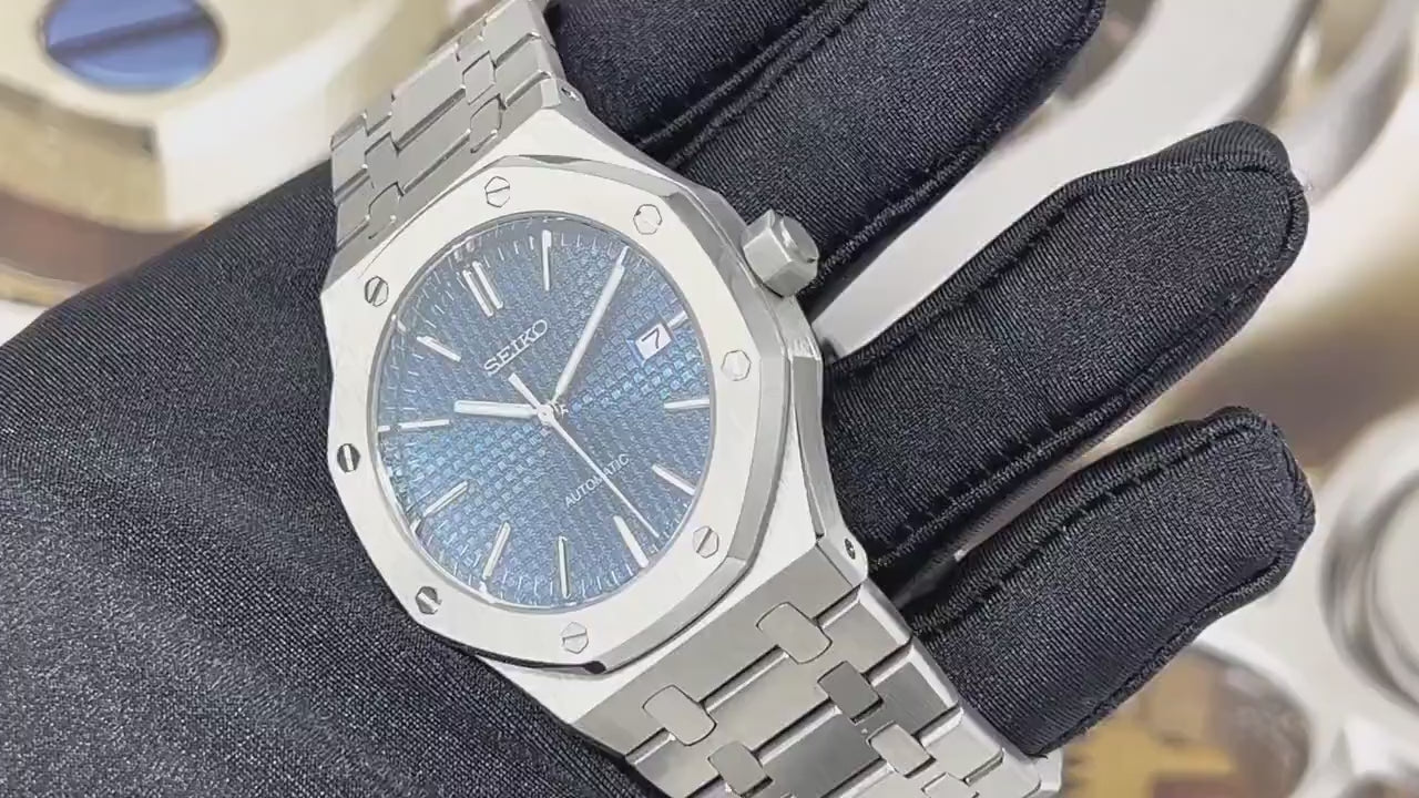 Seikoak 2023 - Modern Stainless Steel Sports Watch | Seiko Mod | Watch Mod | NH35 Automatic Movement | Luxury Dress Watch | Blue Dial