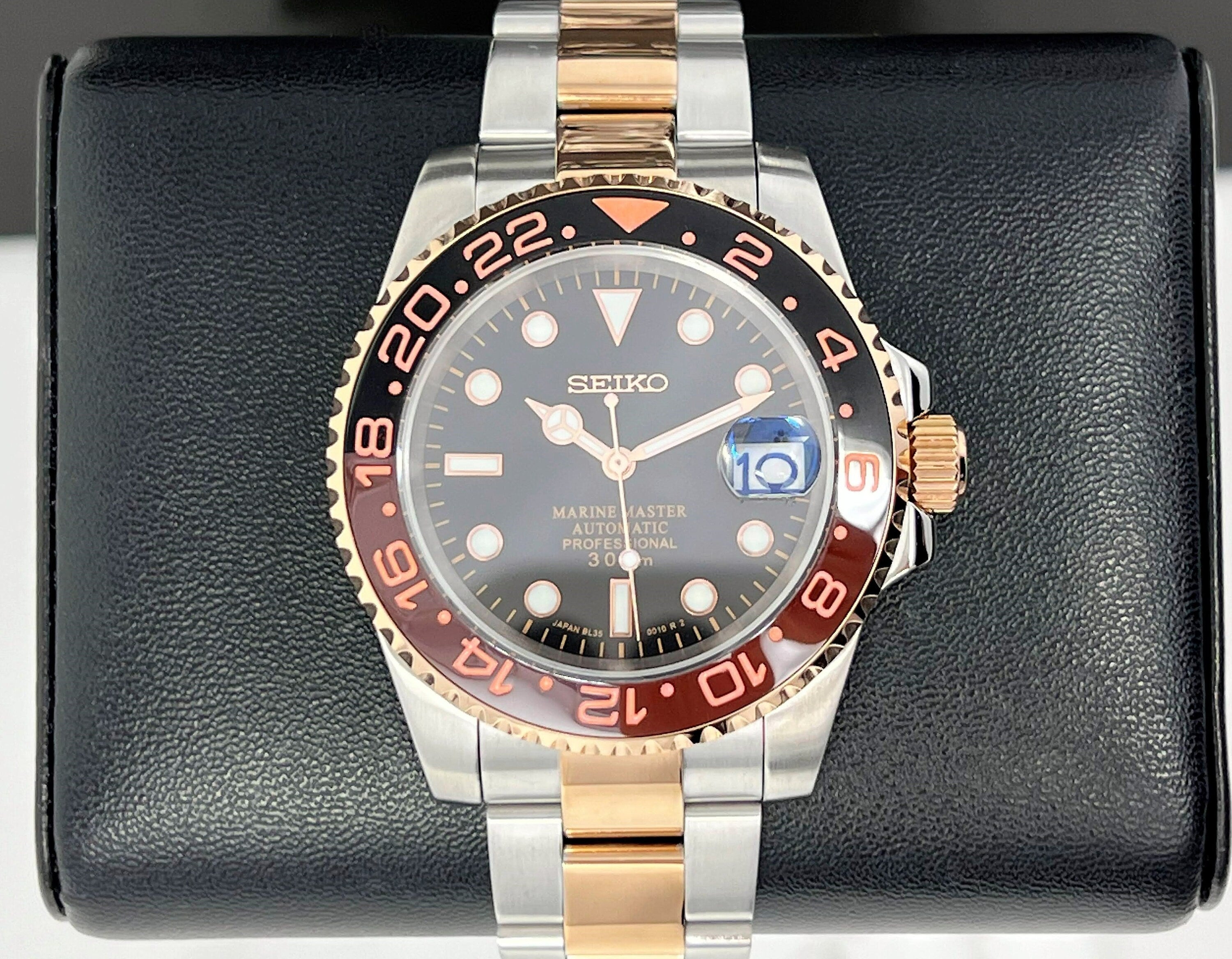 Custom Rootbeer Two Tone GMT Watch Stainless Steel Sport Watch Custom Sub 20mm Oyster Bracelet Perpetual Date Submariner 41mm