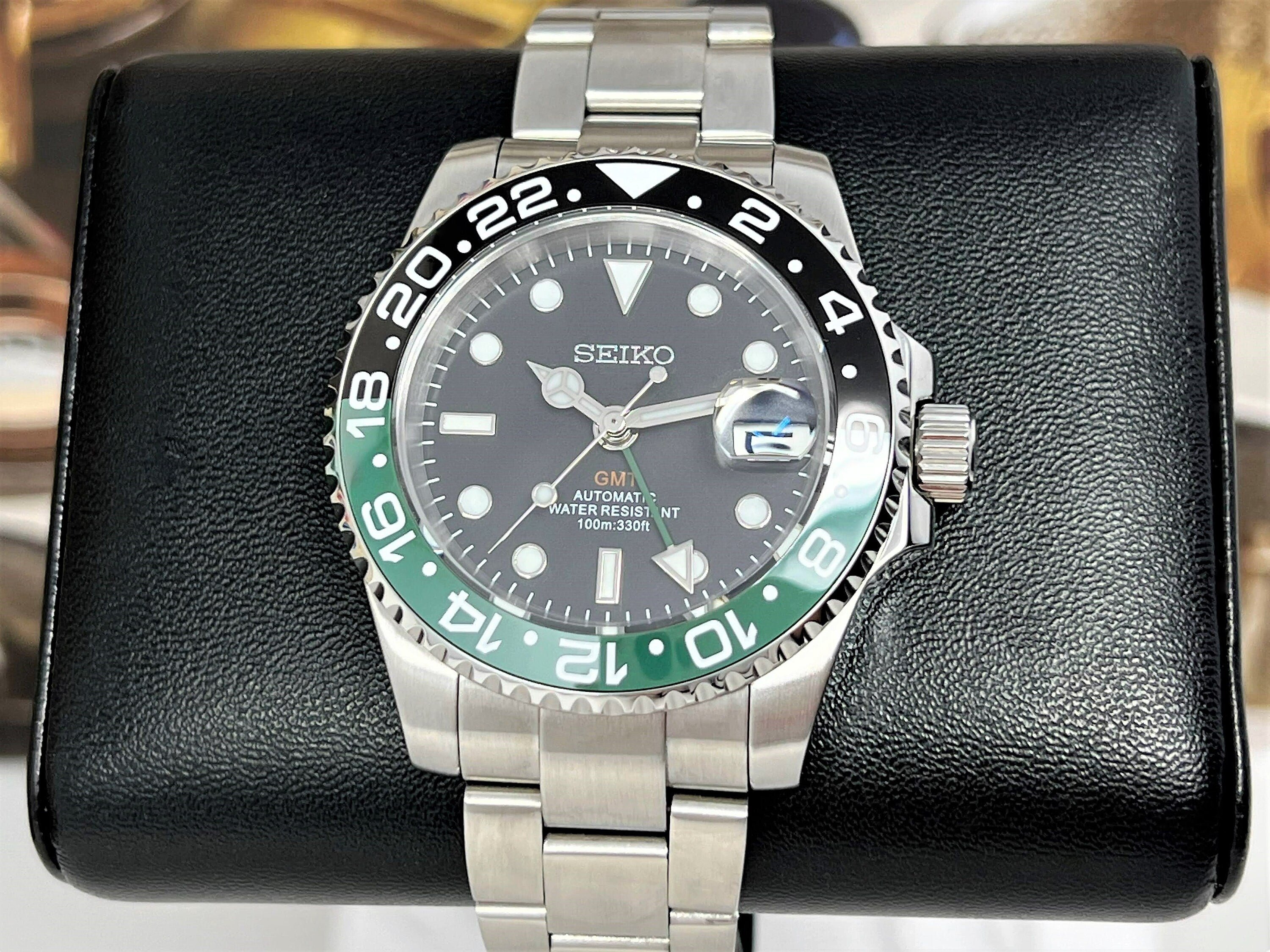 Seiko Sprite True GMT 4 Hand NH34 Automatic Green and Black 40mm Stainless Steel Mechanical Riddler Joker Master II