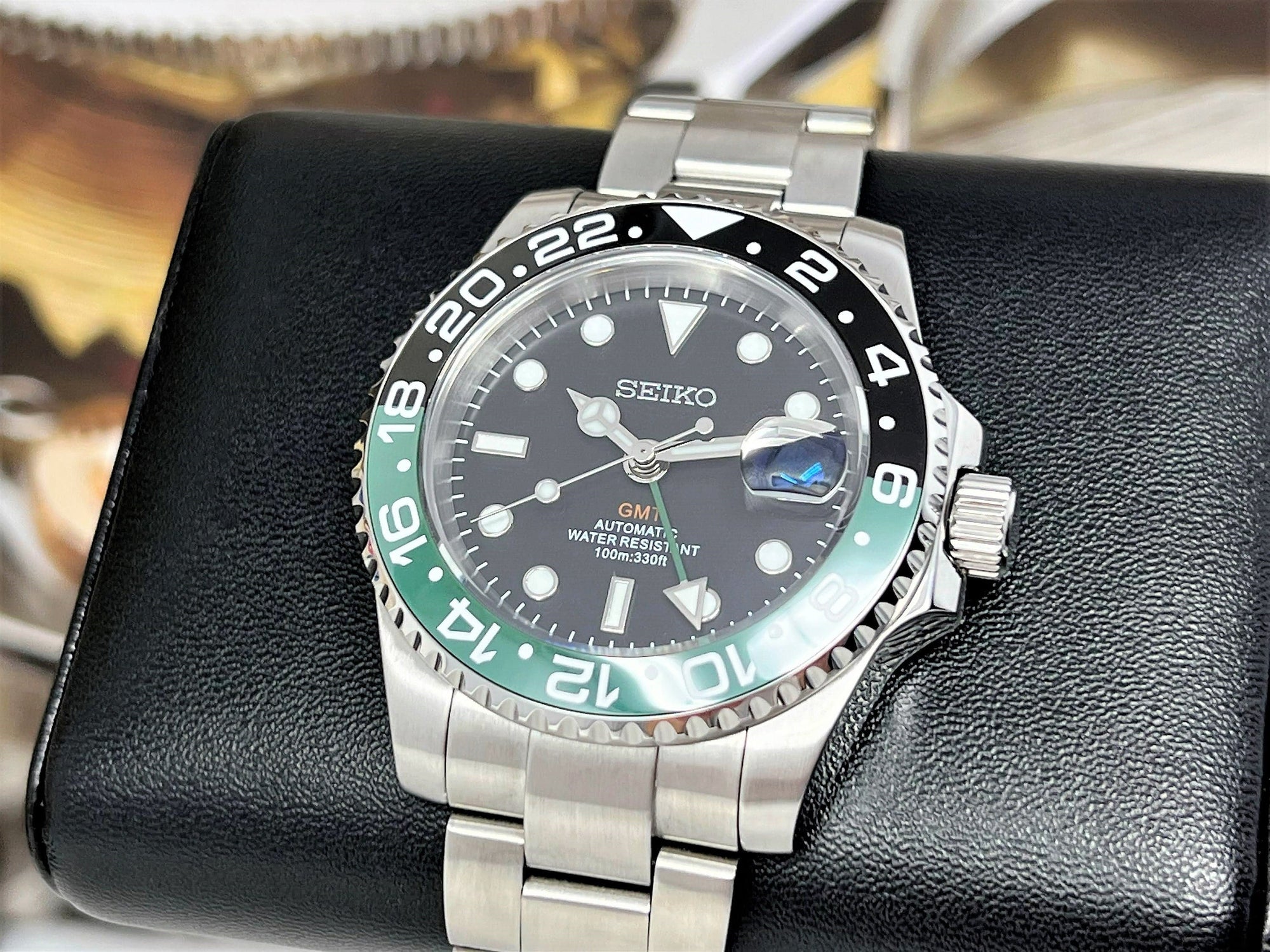 Seiko Sprite - True GMT 4 Hand | NH34 Automatic | Green and Black | 40mm Stainless Steel | Mechanical | Riddler | Joker | Master II |