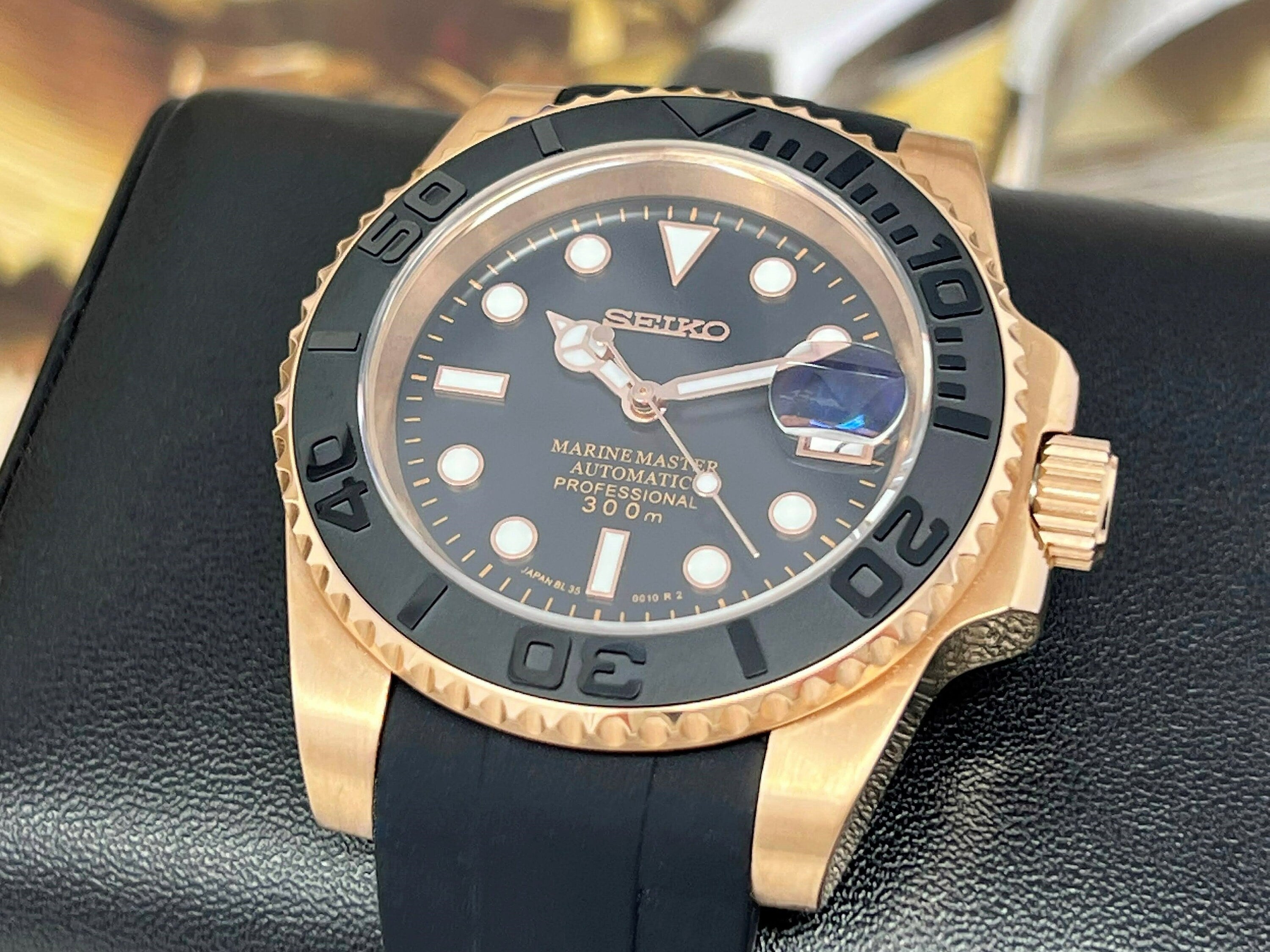 Custom Yachtmaster Watch | Rose Gold | Men's Watch | Dive Watch | Rubb –  Watches by Andrew