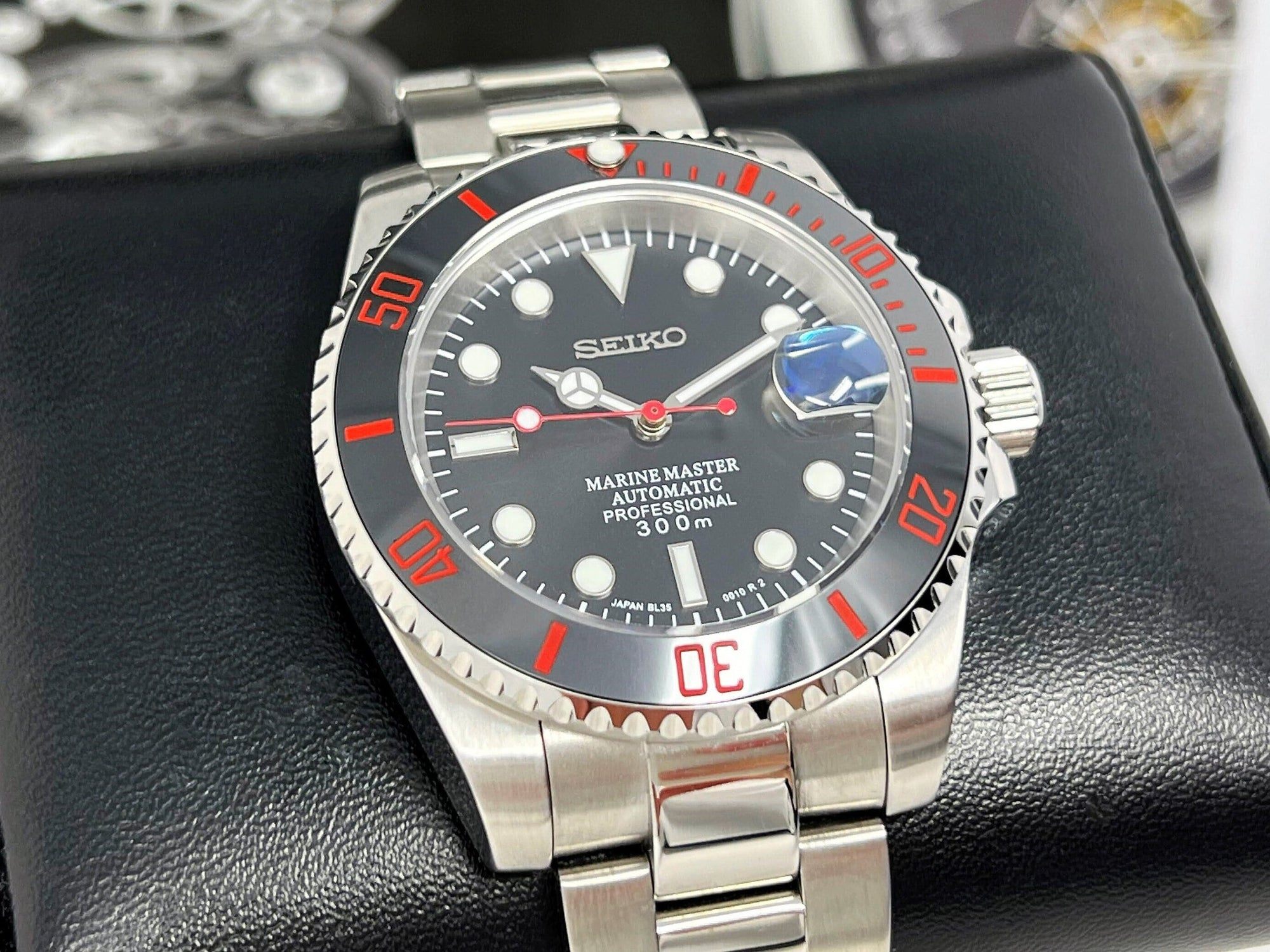 Seiko Coke Zero Submariner | Seiko Mod | Watch Mod | Custom Build Watch | Stainless Steel | Sub | Steel Sport | Black and Red | Marinemaster