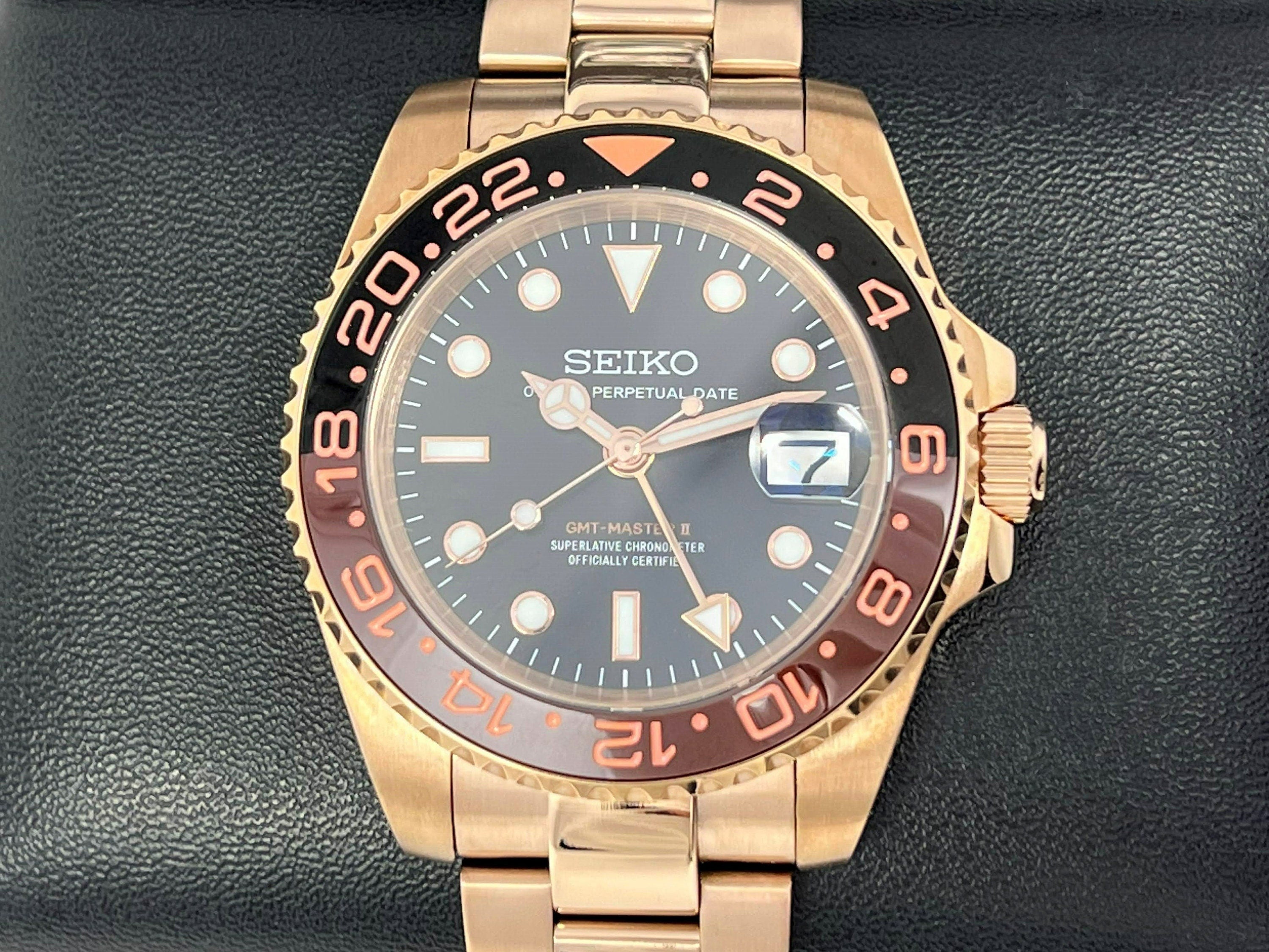 Custom Rootbeer Luxury GMT - 4 Hand Watch | Copper Rose Gold | Seiko N –  Watches by Andrew