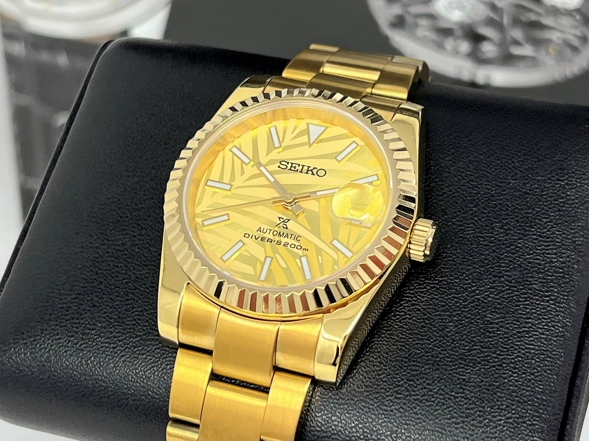 Seiko Palm Gold on Gold Datejust | 36mm | Fluted Bezel | Jubilee | Date | NH35 | Seiko Mod | Watch Mod | Custom Watch