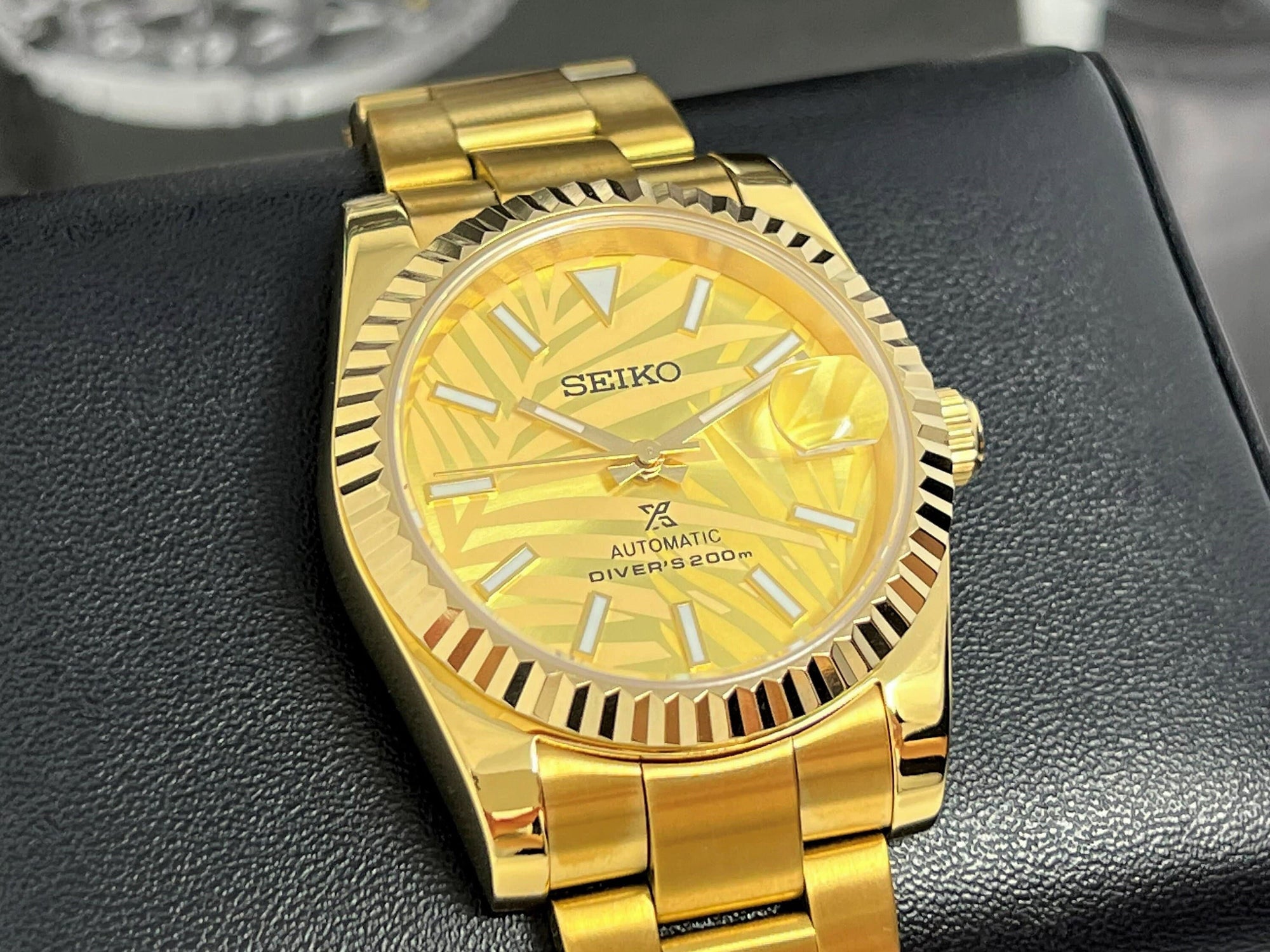 Seiko Palm Gold on Gold Datejust | 36mm | Fluted Bezel | Jubilee | Date | NH35 | Seiko Mod | Watch Mod | Custom Watch