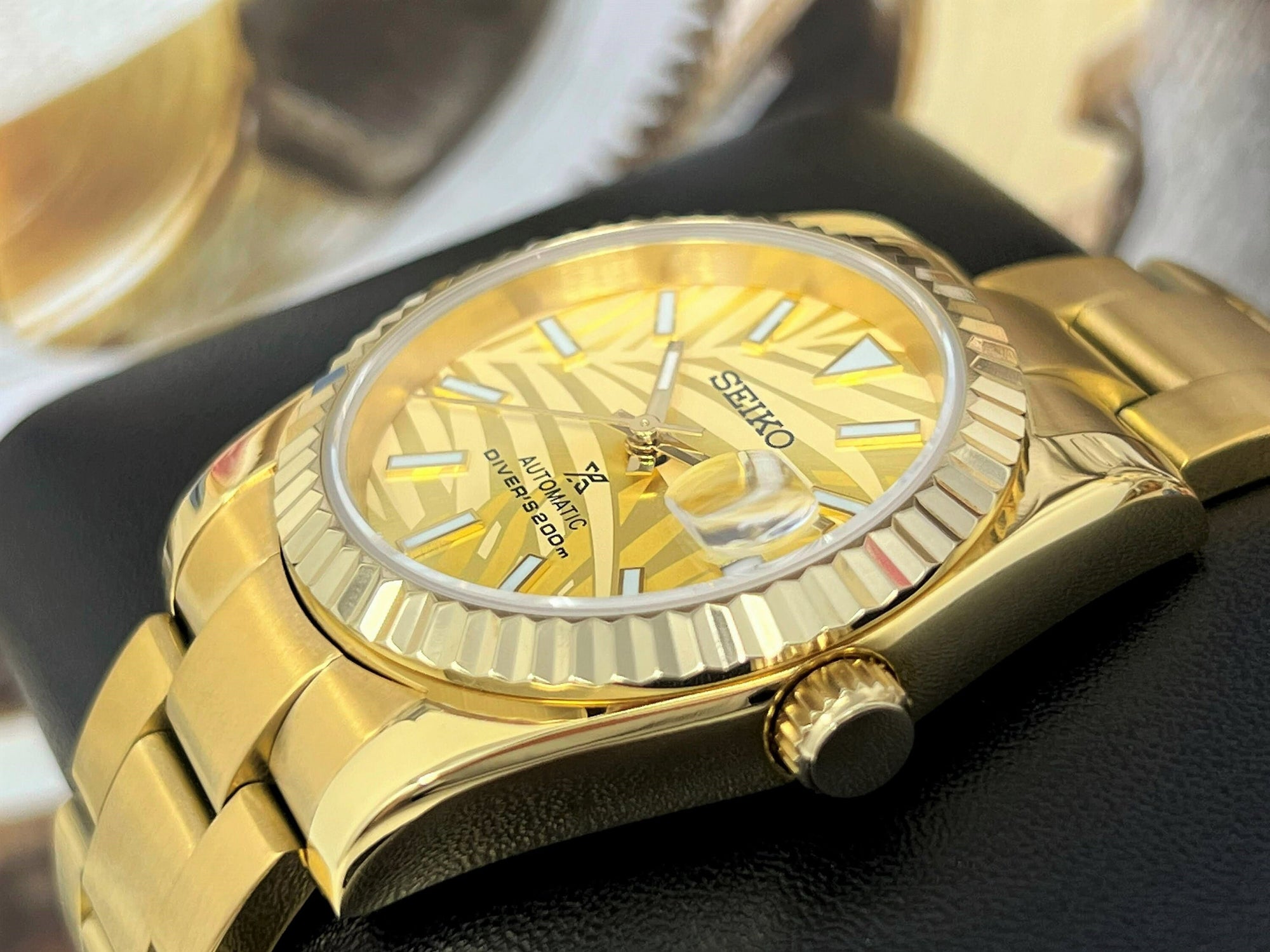 Seiko Palm Gold on Gold Datejust | 36mm | Fluted Bezel | Jubilee | Date | NH35 | Seiko Mod | Watch Mod | Custom Watch