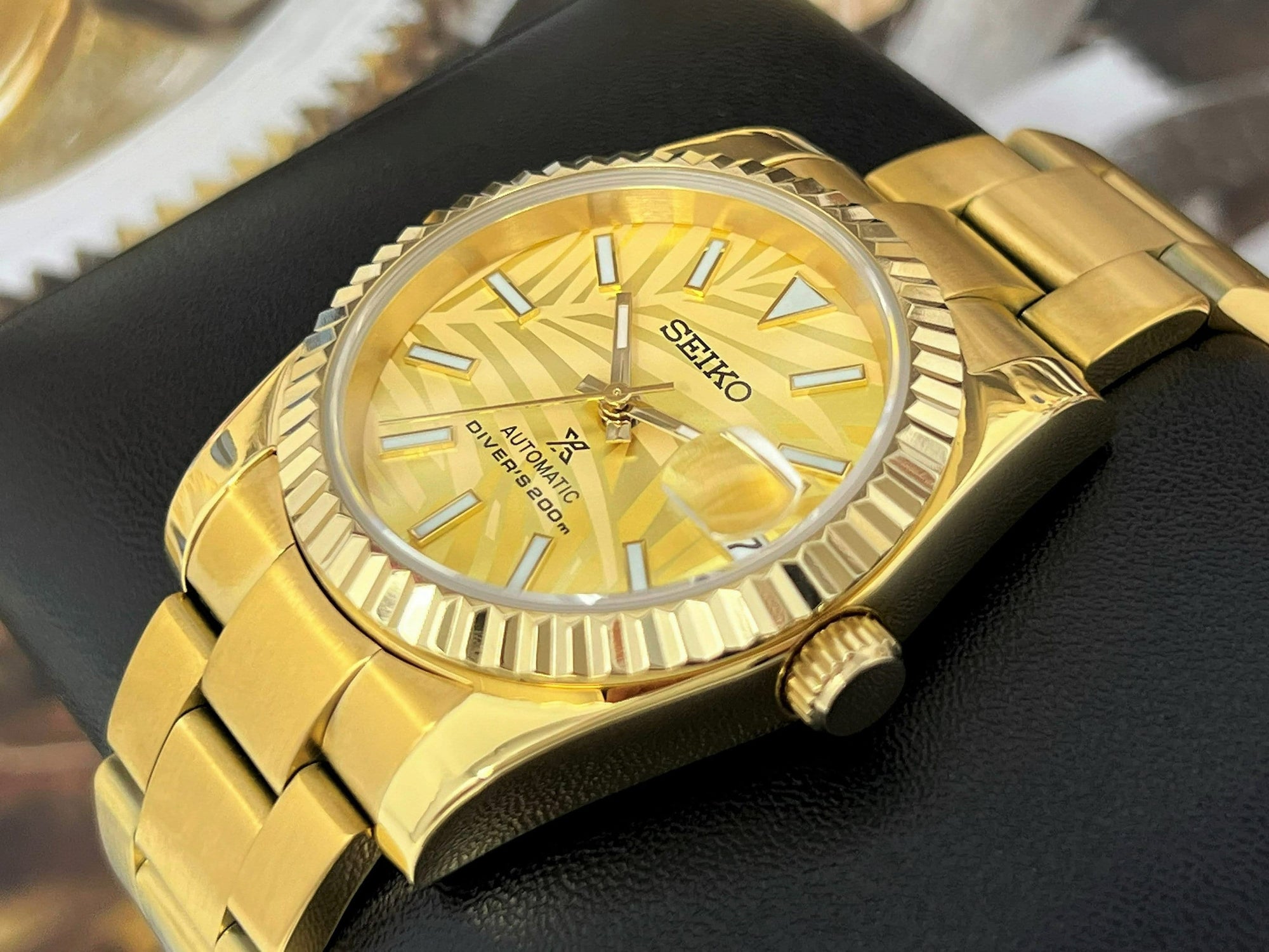 Seiko Palm Gold on Gold Datejust | 36mm | Fluted Bezel | Jubilee | Date | NH35 | Seiko Mod | Watch Mod | Custom Watch