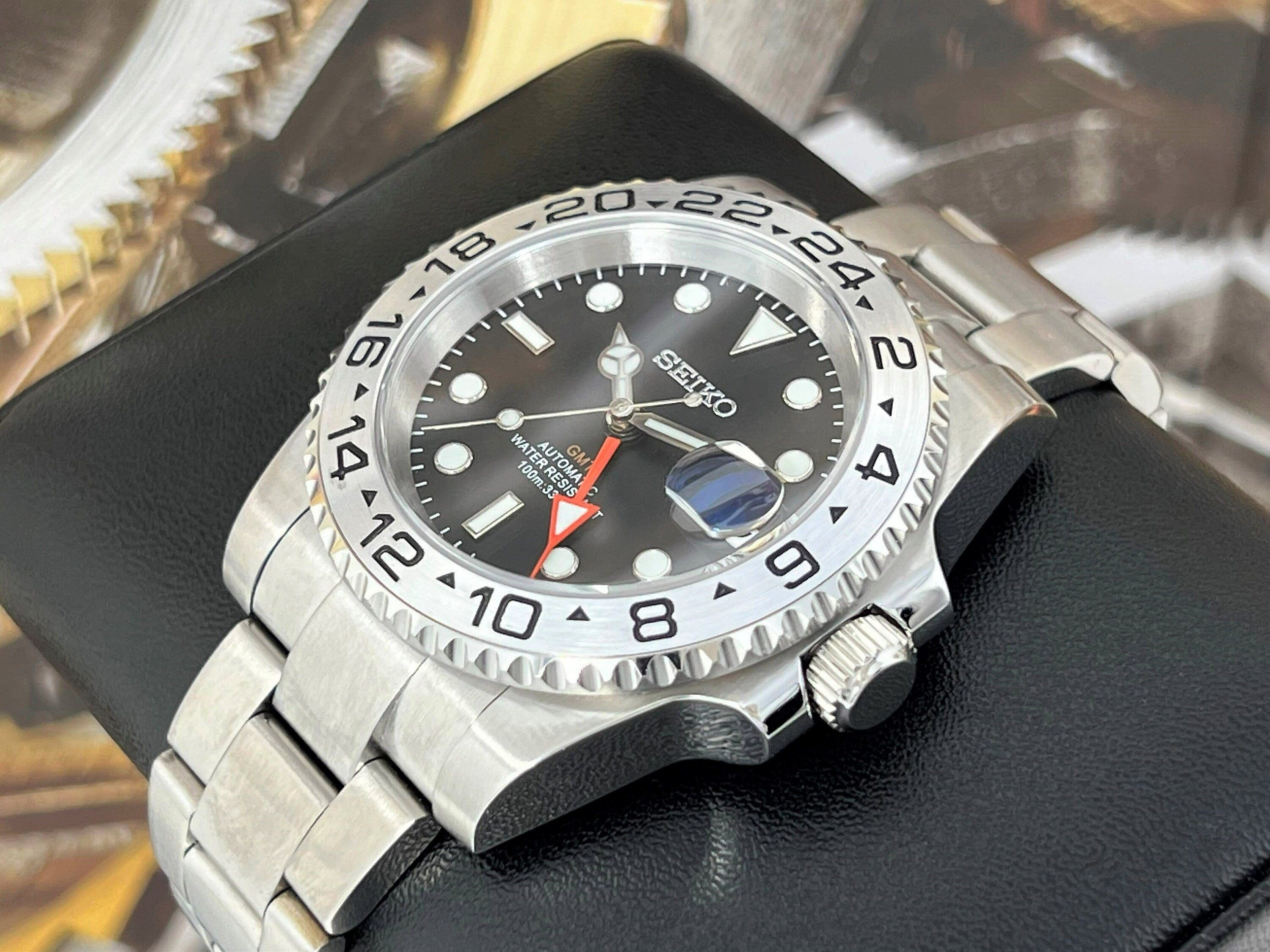 Custom Explorer II Watch | 4 Hand GMT | Black and Orange 41mm 