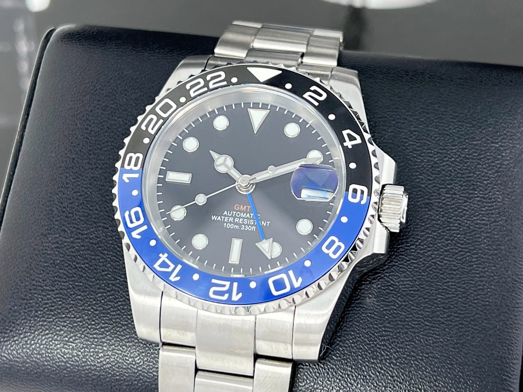 Custom Batman Watch | True GMT 4 Hand | Blue Wristwatch, 41mm, Seiko Mod, Stainless Steel, Watch Mod, Automatic Blank Watch, Mens Gift