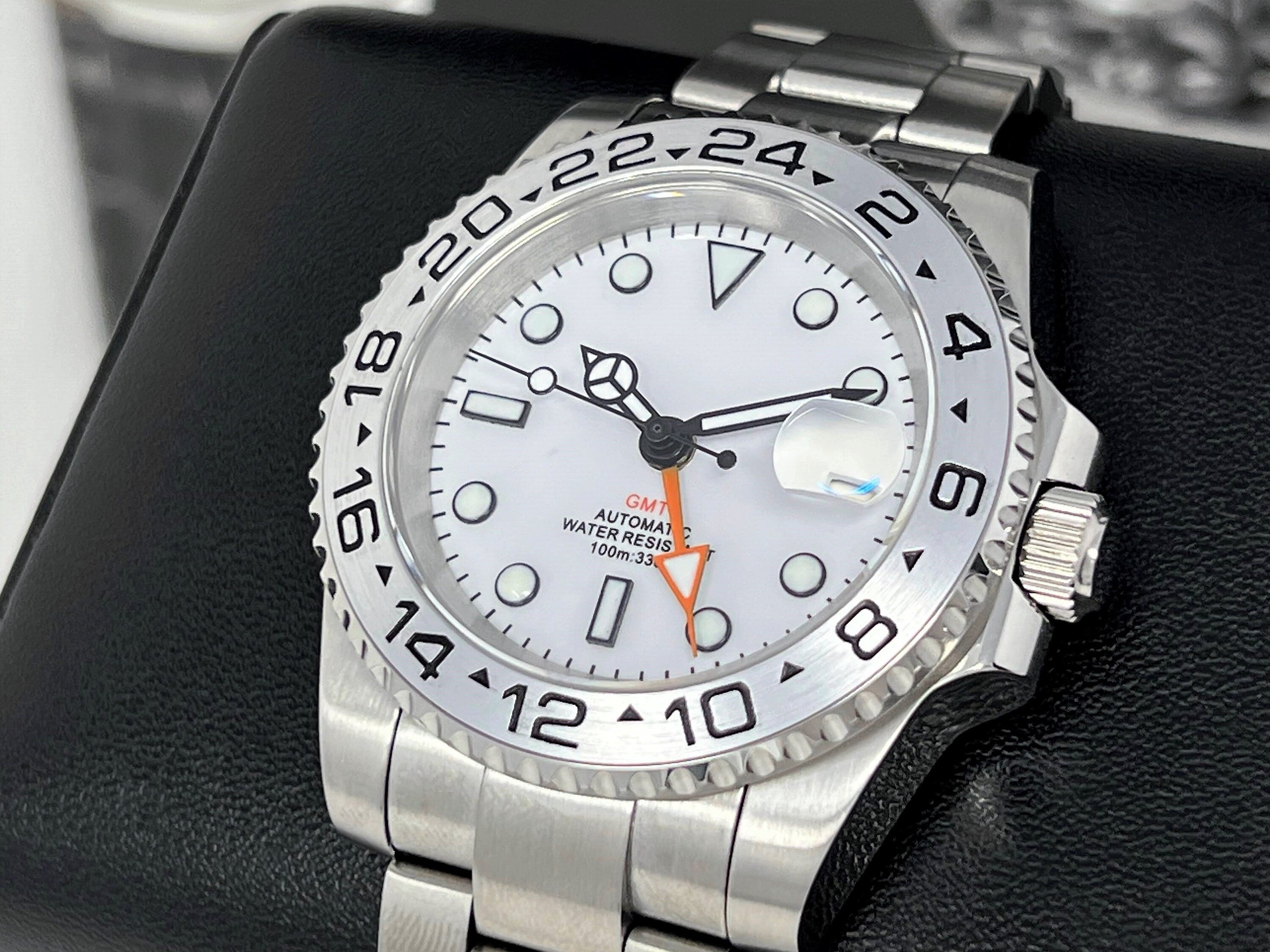 Custom Explorer II Watch | 4 Hand GMT | Polar White 41mm 
