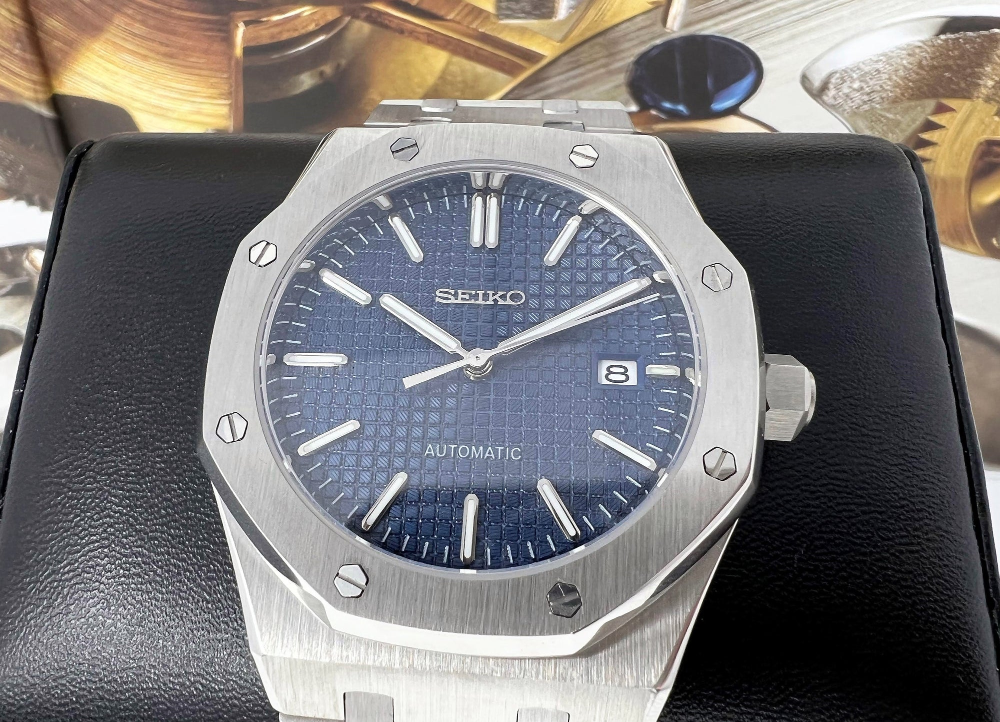 Seikoak 2023 - Modern Stainless Steel Sports Watch | Seiko Mod | Watch Mod | NH35 Automatic Movement | Luxury Dress Watch | Blue Dial