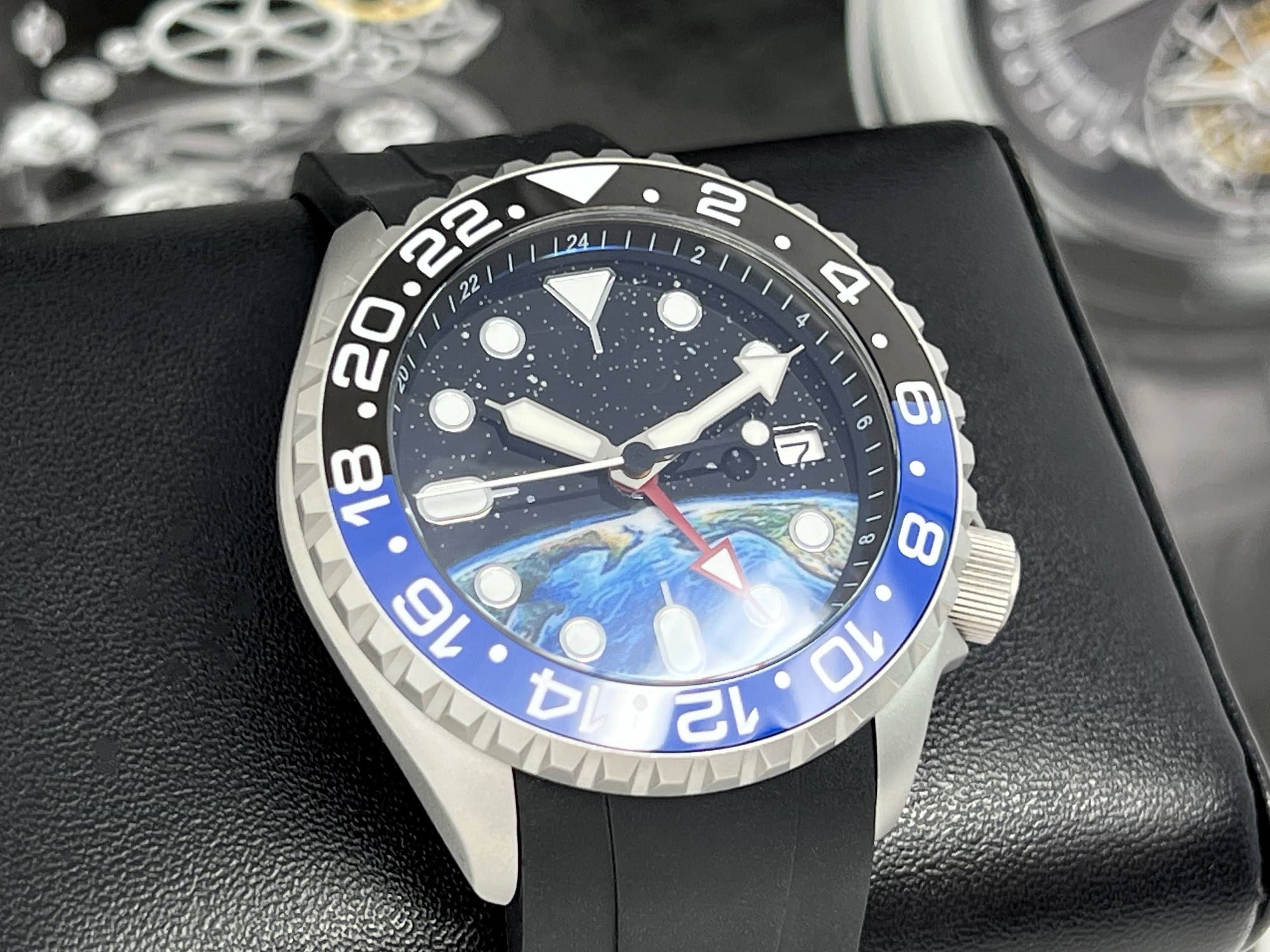 Global GMT Watch Mod | 4 Hand Dual Timezone | Seiko NH34 Automatic Movement | Custom Automatic Watch, Travel Watch, SKX Mod, Seiko Mod