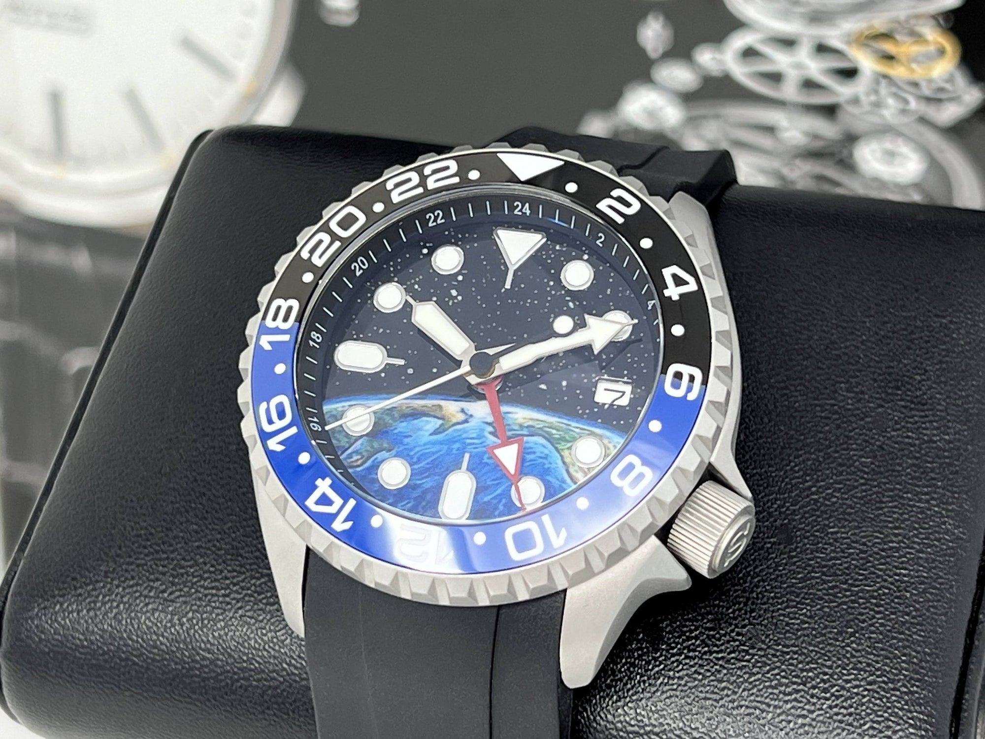 Global GMT Watch Mod | 4 Hand Dual Timezone | Seiko NH34 Automatic Movement | Custom Automatic Watch, Travel Watch, SKX Mod, Seiko Mod